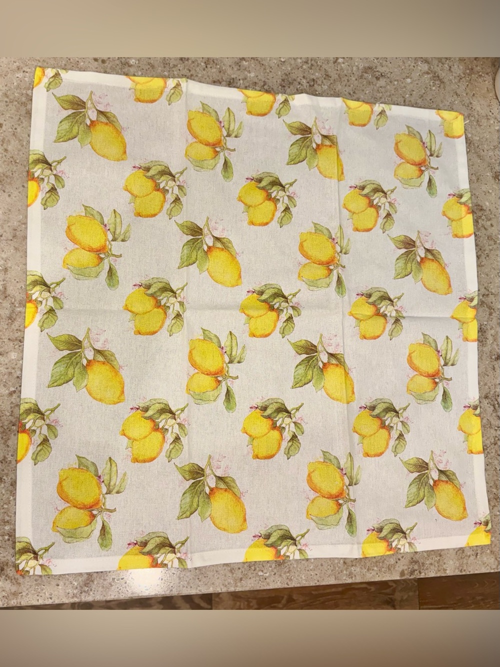 Princess House LIMONCELLO Lemon Print Cloth Napkins - Yellow, Green & White NWT